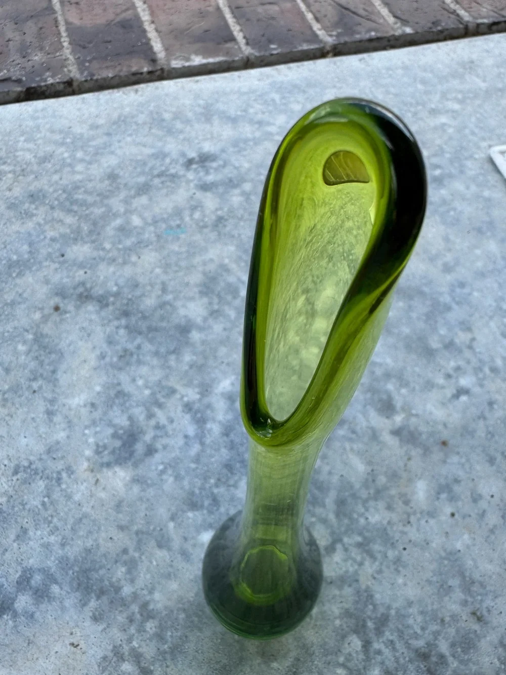 Vintage Viking Avocado Green Swung Glass Bud Vase MCM